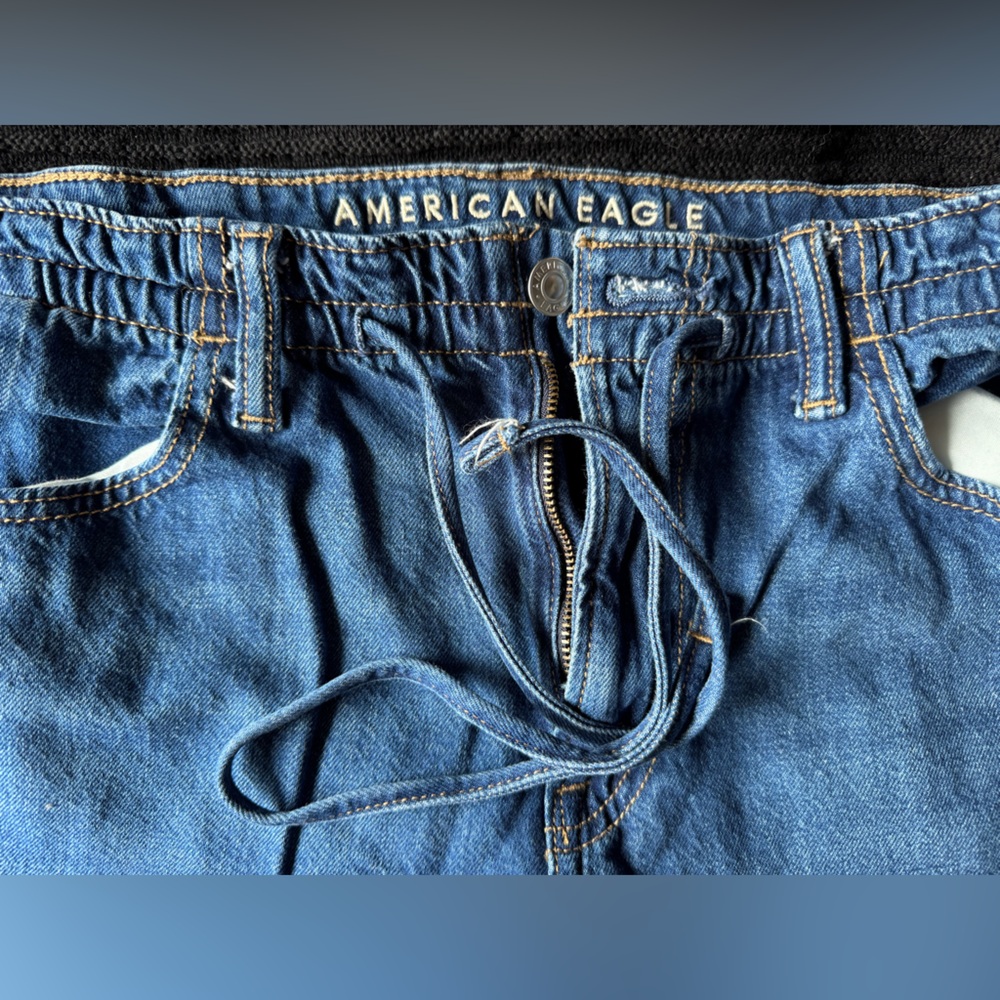American Eagle Outfitters Women's Blue Drawstring Jeans